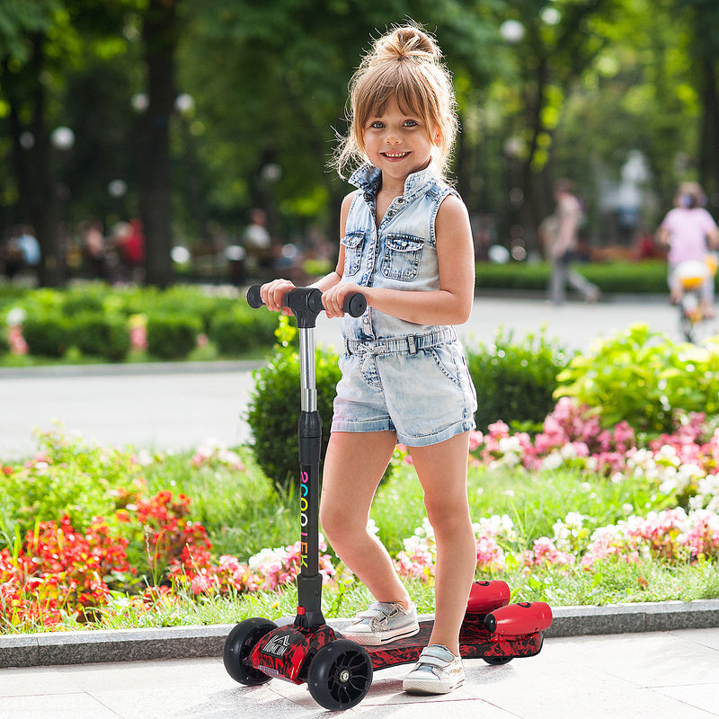 HOMCOM Child Wheel E-Scooter Light Music Water Spray Rechargeable 3-6 Yrs Red