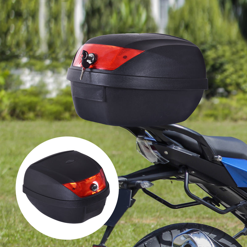 HOMCOM 28L Motorcycle Tail box Helmet Top Case Storage Trunk Carrier Mount Rack