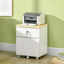 Vinsetto Mobile Filing Cabinet Lockable File Cabinet A4 Size W/ 2 Drawers White