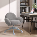 HOMCOM Fluffy Leisure Chair Office Chair with Backrest Armrest Wheels Grey