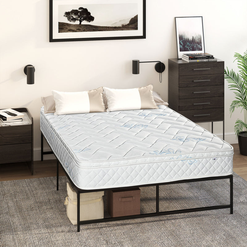 HOMCOM Double Mattress W/ Breathable Foam Pocket Innerspring 190cmx137cmx22.5cm