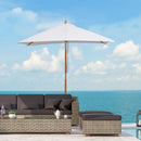 Outsunny Wooden Patio Umbrella Market Parasol Outdoor Sunshade Cream White
