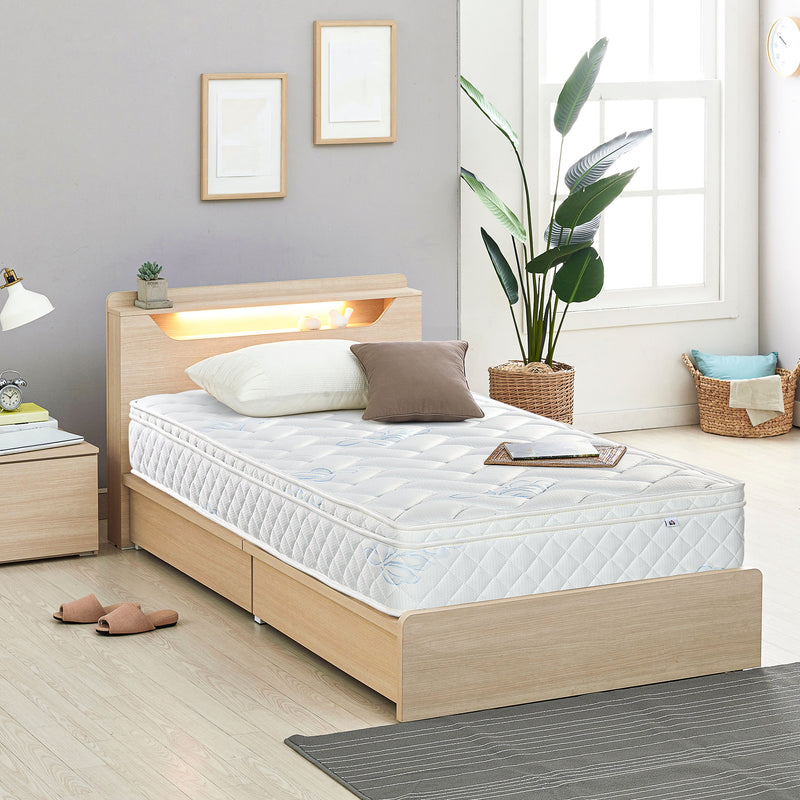 HOMCOM Single Mattress W/ Breathable Foam Pocket Innerspring 190cmx90cmx22.5cm