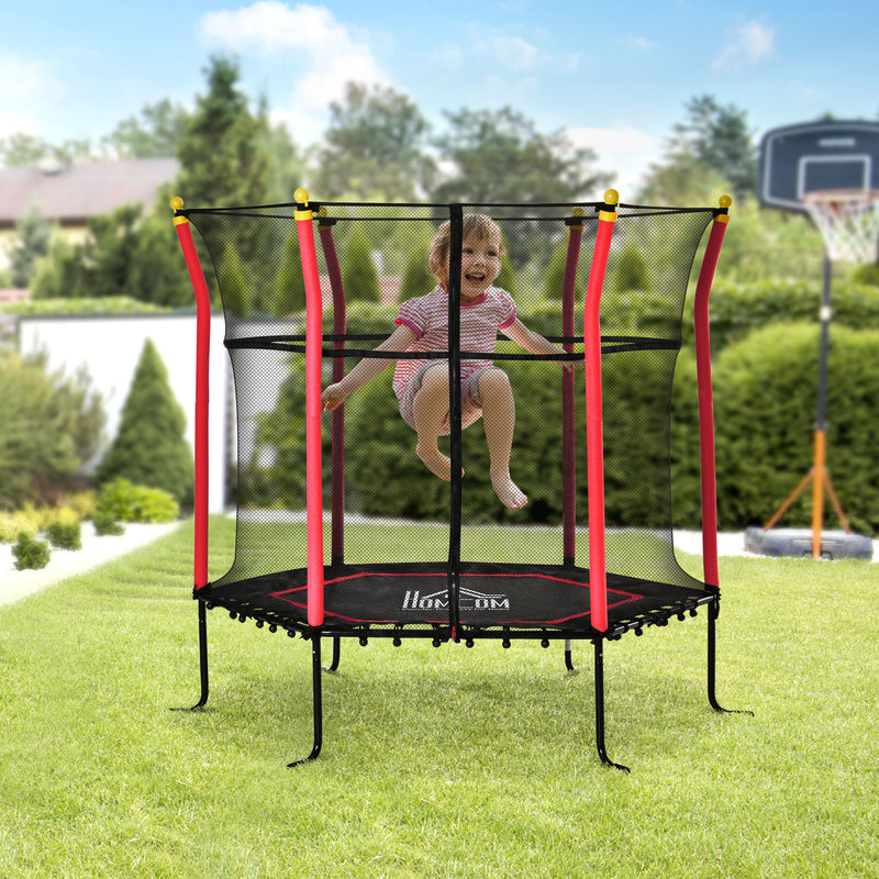 HOMCOM 5.2FT Kids Trampoline w/enclosure Indoor Outdoor for 3-10 Years - Red