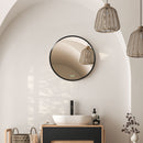 Kleankin Round Bathroom Mirror, Modern Wall Mirror Aluminium Frame, 40x40 Cm