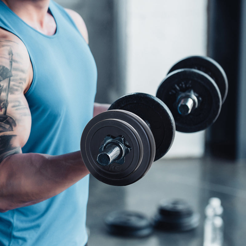 HOMCOM 4 Piece Dumbell Barbell Plate Set 2 x 5kg and 2 x 10kg for Home Gym