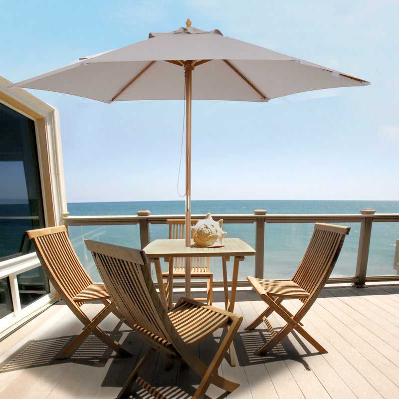 Outsunny 2.5m Wood Garden Parasol Sun Shade Patio Outdoor Wooden Umbrella Canopy