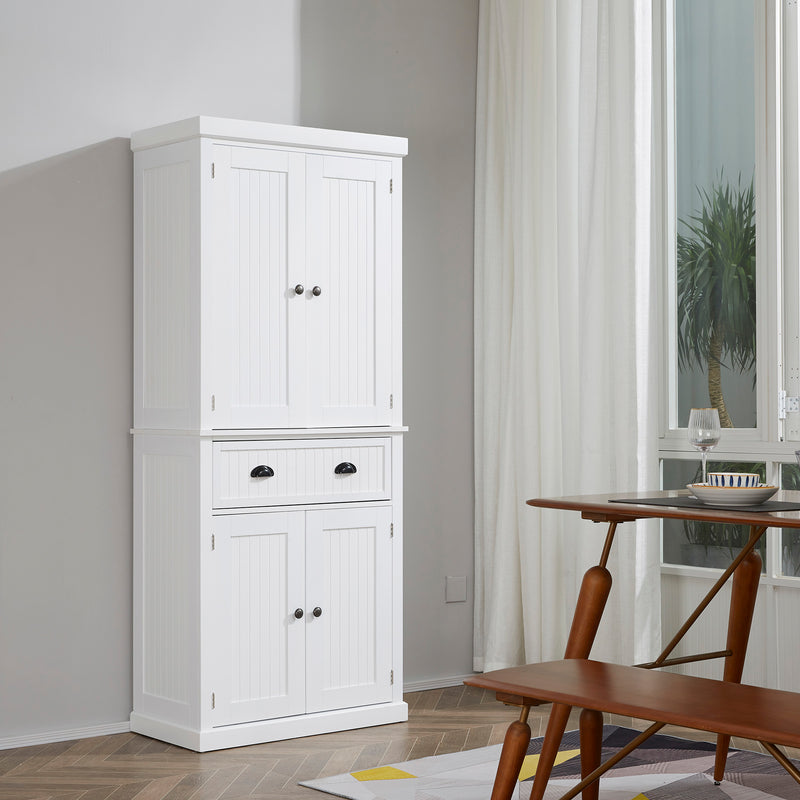 HOMCOM Freestanding Kitchen Storage Cabinet Drawers Cupboards Shelves White