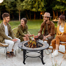 Outsunny Firepit on Wheels Fire Bowl W/ Grill Spark Screen Cover Fire Poker