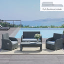 Outsunny 3PCs Rattan Garden Seat Cushions Pads for Patio Furniture, Grey