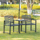 Outsunny Tete-a-tete Chair 2-Seater Steel Bench W/ Coffee Table Backyard Porch