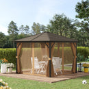 Outsunny 3x3(m) Hardtop Gazebo Outdoor Shelter w/ Steel Roof & Aluminium Frame