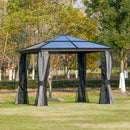 Outsunny 3x3(m) Aluminium Hardtop Gazebo Canopy w/ Polycarbonate Top, Curtains