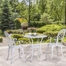 Outsunny 3PCs Garden Bistro Set Cast Aluminium Round Table With 2 Chairs White