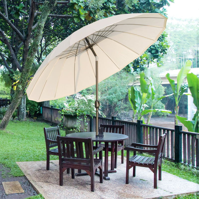 Outsunny 2.6m Round Curved Adjustable Parasol Outdoor Metal Pole Off-White