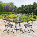 Outsunny 3 PCs Garden Bistro Set W/ Balcony Table and Chairs Metal Frame