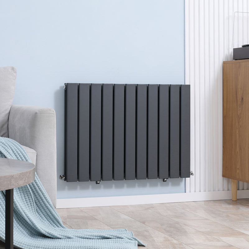 HOMCOM 84 x 60cm Double Panel Vertical Radiator, Space Heater, Grey