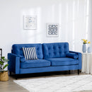 HOMCOM 3-Seater Sofa Velvet Feel Fabric Sofa Couch w/ Cylindrical Pillows, Blue