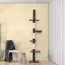 PawHut Floor to Ceiling Cat Tree for Indoor Cats 5-Tier Kitty Tower Brown