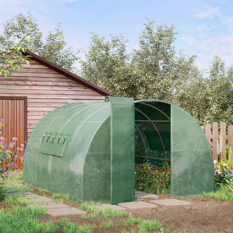 Outsunny  4 x 3M Reinforced Walk-in Polytunnel Garden Greenhouse Steel Frame