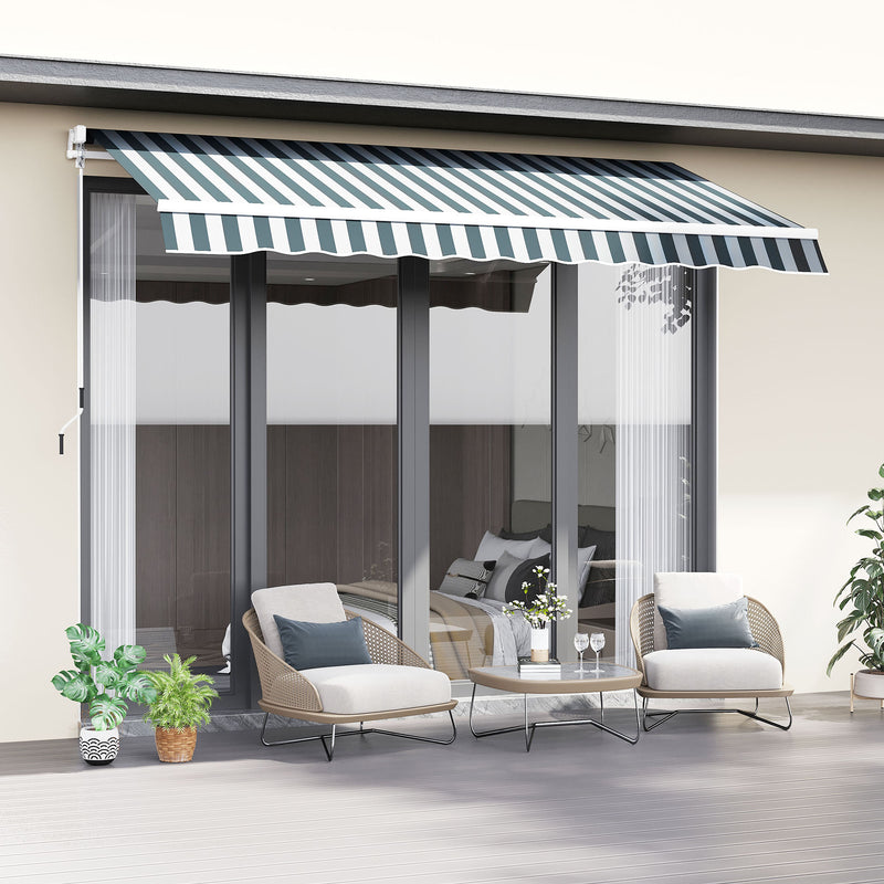 Outsunny Garden Sun Shade Canopy Retractable Awning, 2.5 x 2m, Green and White