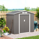 Outsunny Garden Shed Storage Unit w/Locking Door Floor Foundation Vent Grey