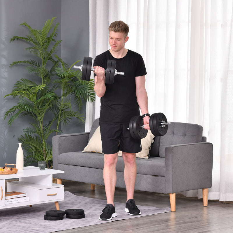 HOMCOM 30KG Adjustable Dumbbells Weight Set Hand Weight for Body Fitness