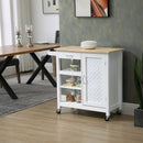 HOMCOM Kitchen Cart on Wheels Trolley with Embossed Door Panel, Drawer, White