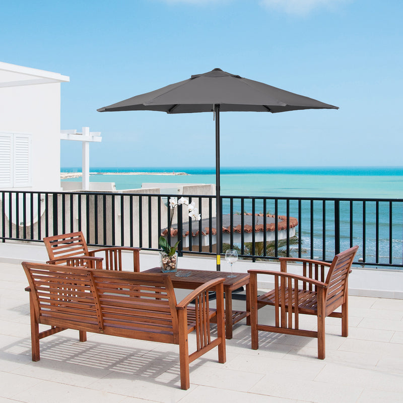 Outsunny 2m Parasol Patio Umbrella, Outdoor Sun Shade with 6 Ribs Dark Grey