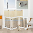 PawHut Foldable Wooden Pet Gate w/ 3 Panels 2 Support Feet for Small Dogs White