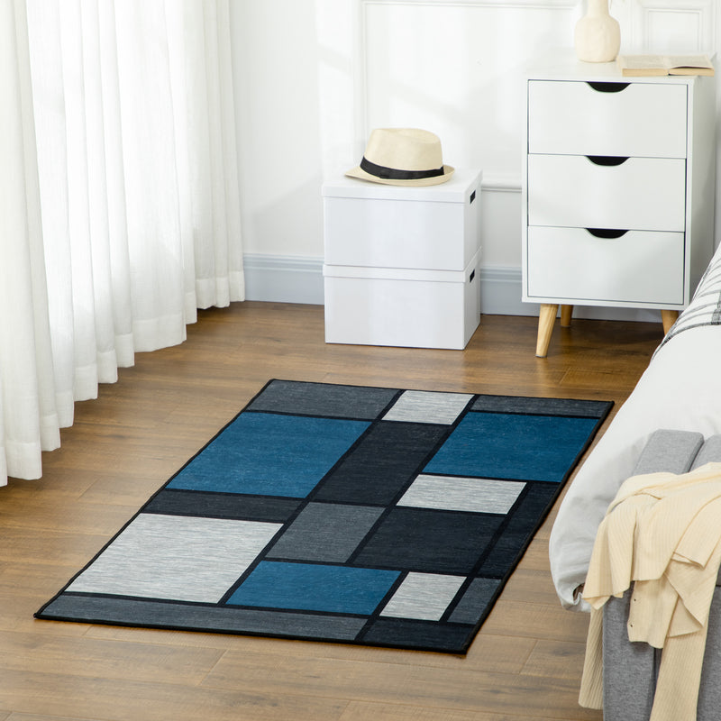 HOMCOM Boho Geometric Blue Area Rugs for Bedroom, Home Large Carpet, 80x150 cm