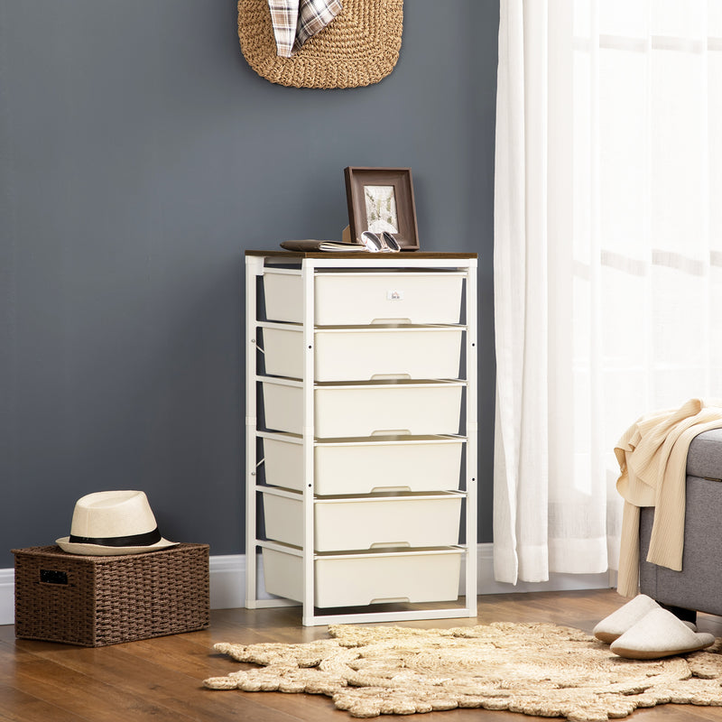 HOMCOM Chest of Drawers, 6 Drawer Unit Storage Chest Bedroom Living Room White