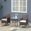 Outsunny 2PC Outdoor Rattan Armchair Wicker Dining Chair Set for Garden Brown