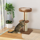 PawHut 2-Tier Cat Kitten Resting Tree w/ Top Basket Cushion Sisal Post Brown