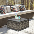 Outsunny Patio Wicker Coffee Table w/ Glass Top Suitable for Garden Backyard