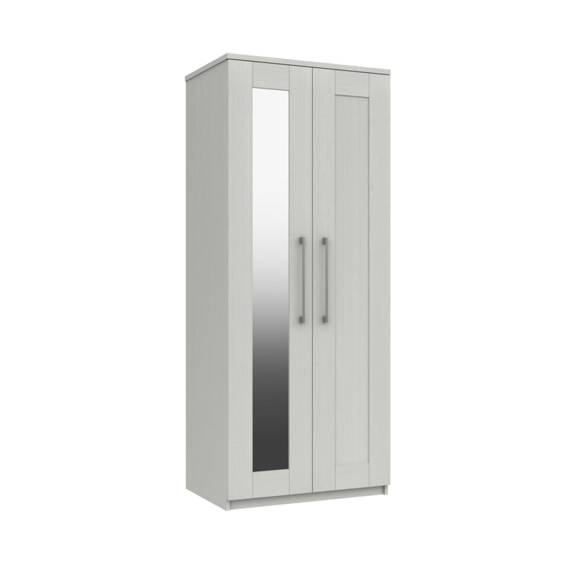 Chester Ready Assembled Wardrobe with 2 Doors & Mirror - White