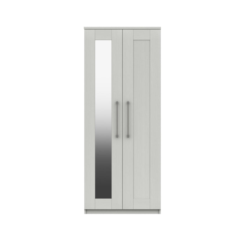 Chester Ready Assembled Wardrobe with 2 Doors & Mirror - White