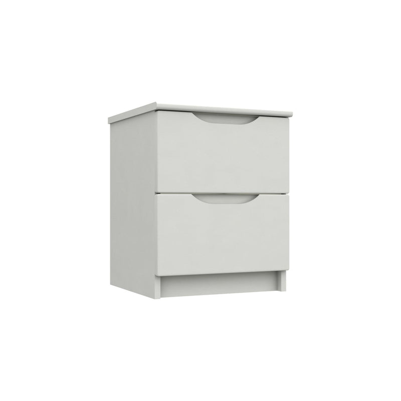Balagio Ready Assembled Bedside Table with 2 Drawers - White Gloss