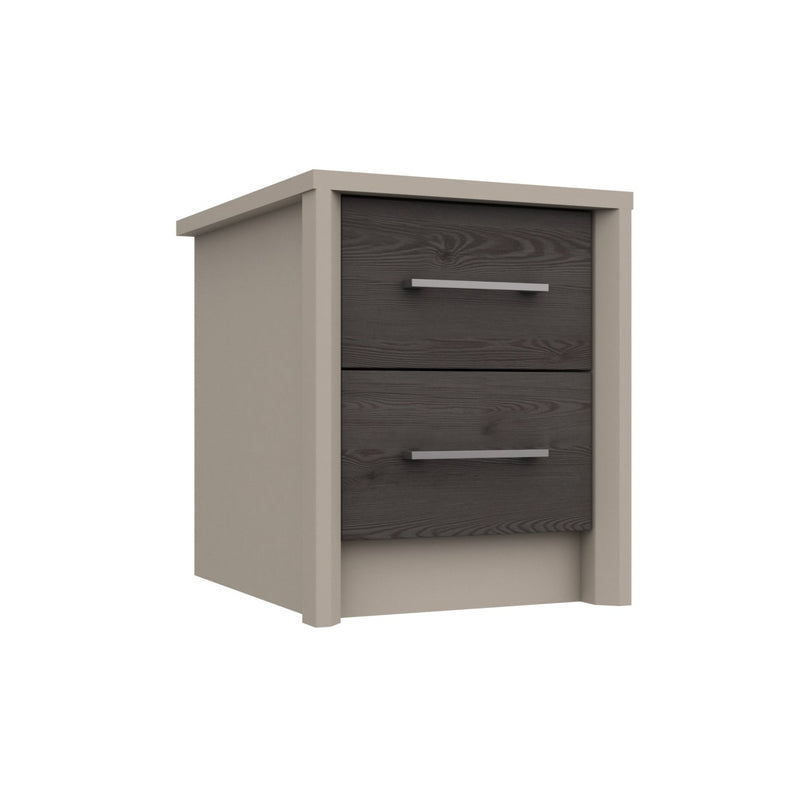 Miley Ready Assembled Bedside Table with 2 Drawers - Anthracite Larch
