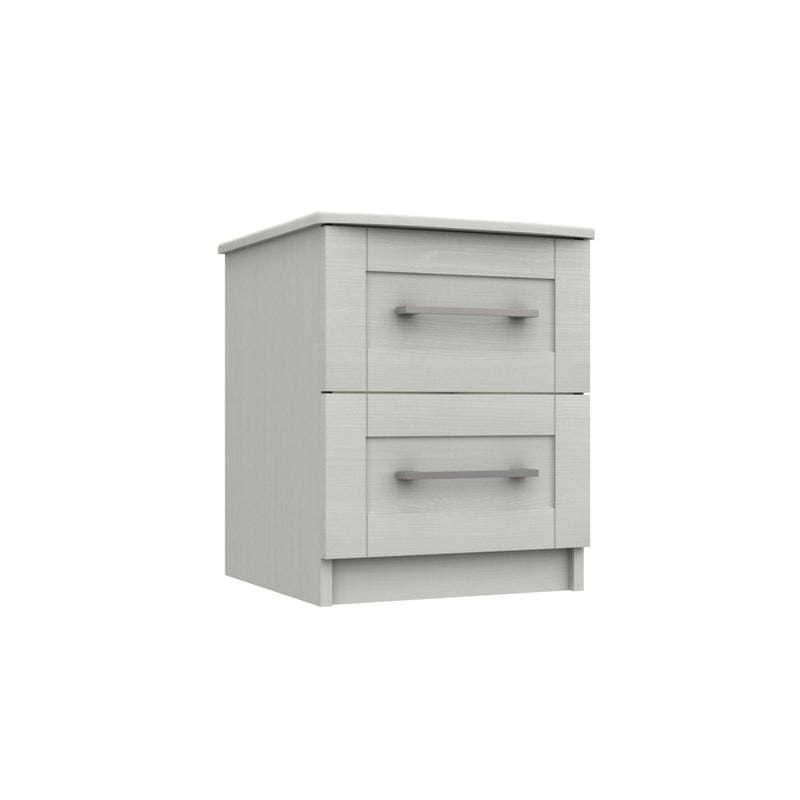 Chester Ready Assembled Bedside Table with 2 Drawers - White