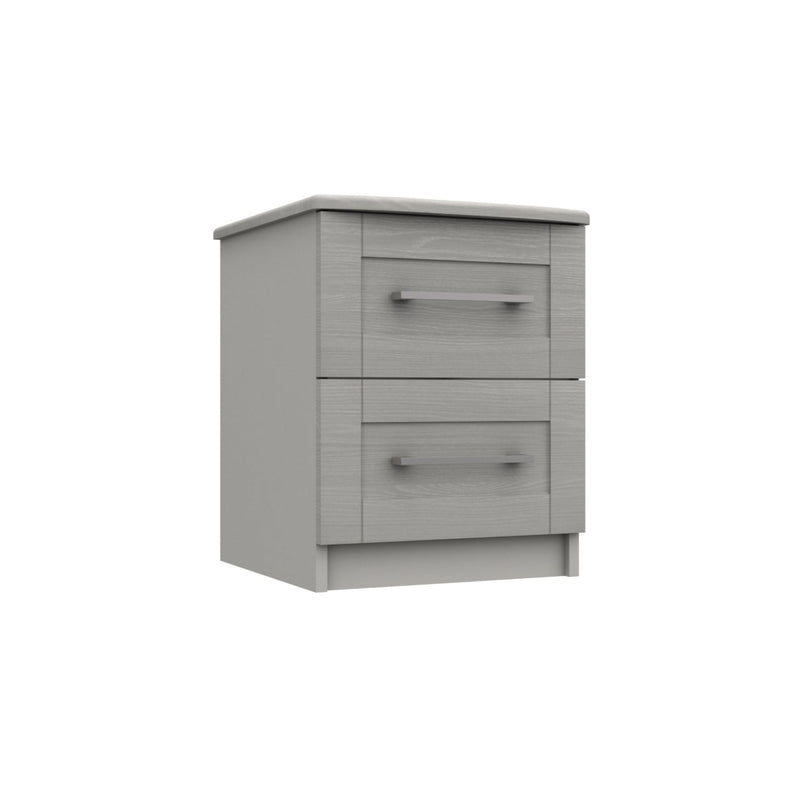 Chester Ready Assembled Bedside Table with 2 Drawers - Light Grey