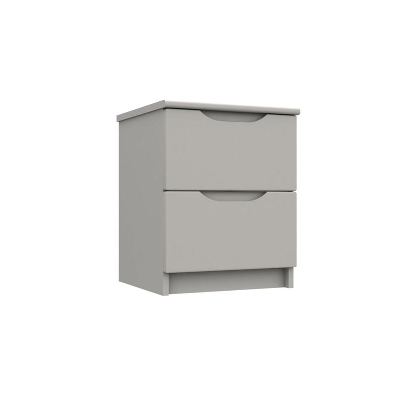 Balagio Ready Assembled Bedside Table with 2 Drawers - Light Grey Gloss