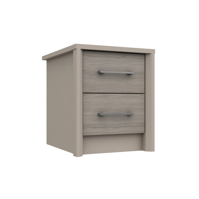 Miley Ready Assembled Bedside Table with 2 Drawers - Grey Oak