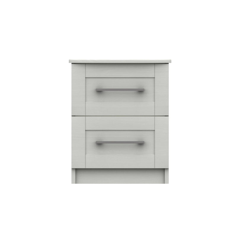 Chester Ready Assembled Bedside Table with 2 Drawers - White