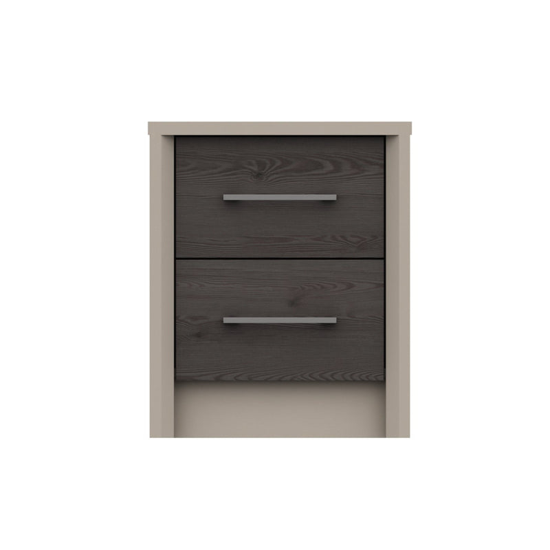 Miley Ready Assembled Bedside Table with 2 Drawers - Anthracite Larch