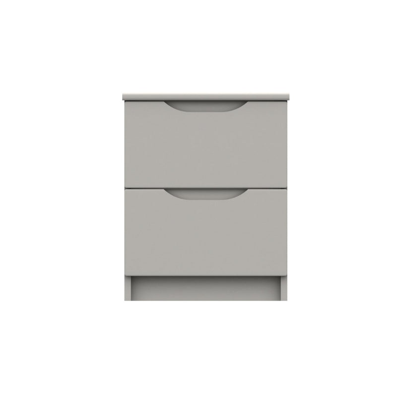 Balagio Ready Assembled Bedside Table with 2 Drawers - Light Grey Gloss