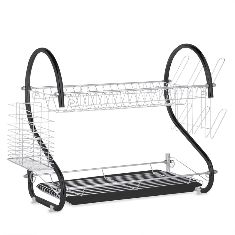 Lewis's 2 Tier Dish Drainer for Kitchen Sink - Black