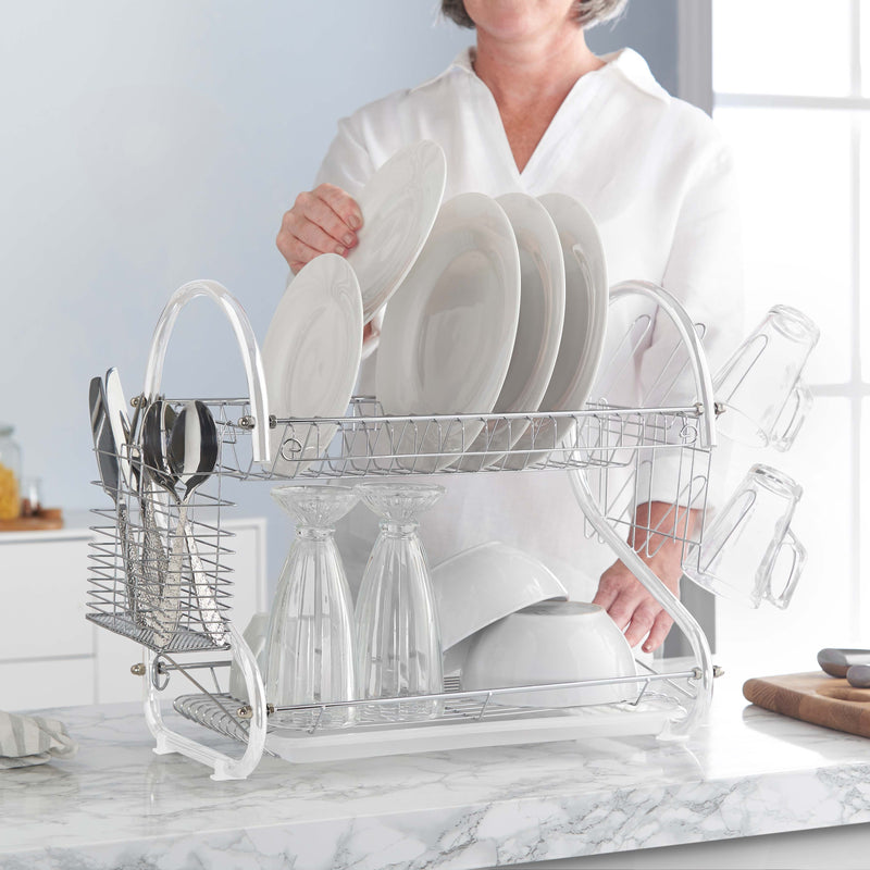 Lewis's Dish Drainer with 2 Tiers - White