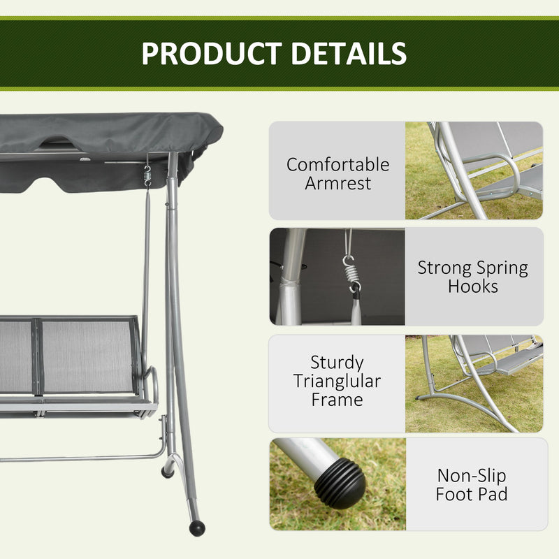Outsunny Swing Bench - Grey