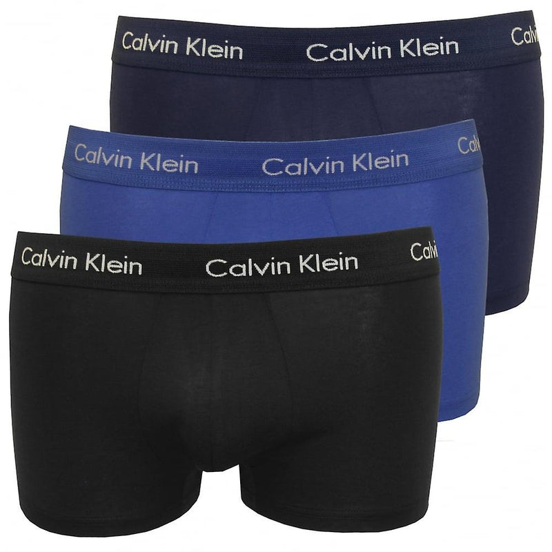 Calvin Klein 3 Pack of Boxer Trunks - Cotton Stretch - Black/Navy/Blue